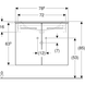 Тумба с раковиной Geberit Selnova Square slim rim, две двери 78.8х50.2 отверстие для смесителя в центре, светлый орех / меламин со структурой дерева 501.259.00.1