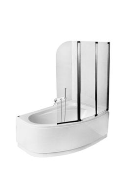 Шторка Besco PMD Piramida Ambition-3S для ванны 1230х1400 мм трехстворчатая, профиль хром стекло прозрачное