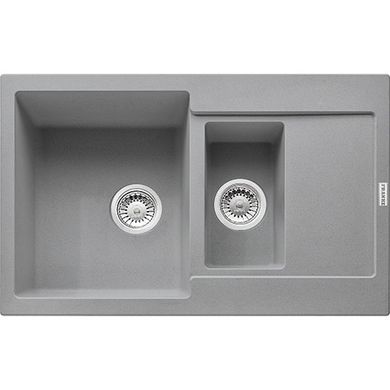Кухонная мойка Franke Maris встраиваемая сверху, 1,5-камерная, с сифоном 780x500 мм, серый камень MRG 651-78 (114.0565.124)