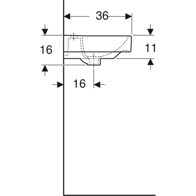 Раковина Geberit Smyle Square 45х36 отвір для змішувача в центрі, біла 500.222.01.1