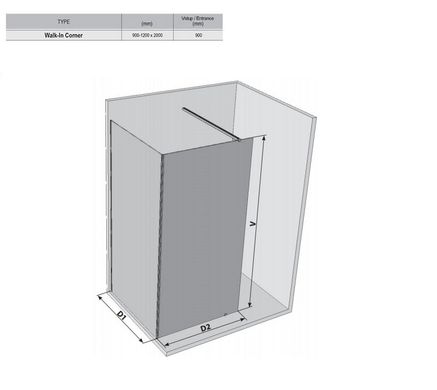 Неподвижная стенка для душа RAVAK Walk-In Corner 1200x800 мм h2000, профиль полированный алюминий, стекло TRANSPARENT GW1CG4C00Z1
