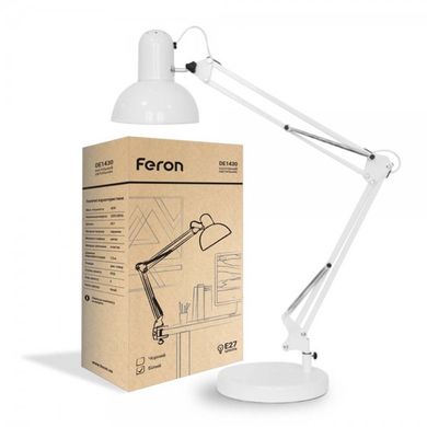 Настольный светильник Feron DE1430 на струбцине под лампу Е27 white (24232)