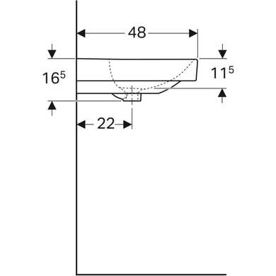 Раковина Geberit Smyle Square 75х48 отверстие для смесителя в центре, белая 500.249.01.1