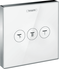 Перемикач Hansgrohe ShowerSelect Glass на 3 клавіші, білий/хром 15736400