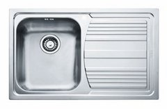 Кухонна мийка FRANKE LOGICA LINE вбудована зверху, 1-камерна полірована, крило справа 790х500 мм h180, хром 101.0381.808