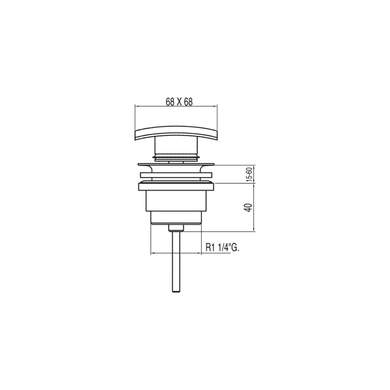 Донный клапан TRES SIMPLE-RAPID CLICK-CLACK 68х68 мм, хром 1.34.340.10