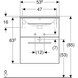 Тумба з раковиною Geberit Selnova Square slim rim, дві шухляди 53.8х50.2 отвір для змішувача в центрі, горіх темний / меламін зі структурою дерева 501.234.00.1