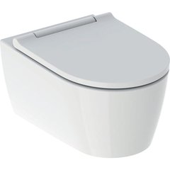 Підвісний унітаз Geberit ONE, TurboFlush з дюропластовим сидінням, soft-close, біла декоративна панель, KeraTect / білий 500.201.01.1