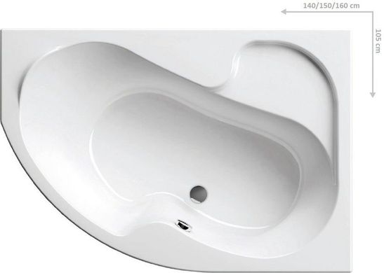 Ванна акрилова RAVAK ROSA R асиметрична, права, 1400x1050 мм, біла CV01000000