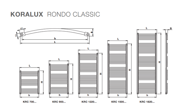 Полотенцесушитель KORADO KORALUX Rondo Classic, 1820x750