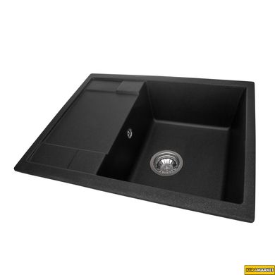 Кухонная мойка GRANADO ALTEA Black Shine врезная 610x495 мм, с сифоном автомат (1301)