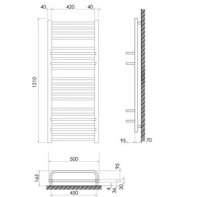 Полотенцесушитель Hitzes WDB 2150 1210x500x165 черный