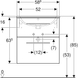 Тумба с раковиной Geberit Selnova Square slim rim, два ящика 58.8х50.2 отверстие для смесителя в центре, белая / крашеная глянцевая 501.236.00.1