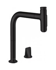 Змішувач для кухні Hansgrohe Metris Select 200 з витяжним виливом 2Jet на 2 отвори Sbox Matt Black 73818670