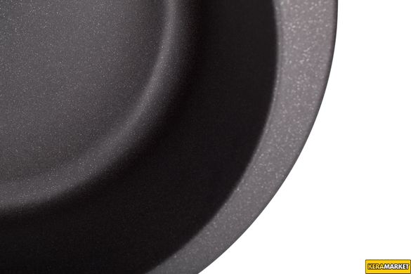 Кухонная мойка GRANADO VITORIA Black Shine врезная Ø506 мм, с сифоном (0101)