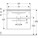 Тумба с раковиной Geberit Selnova Square slim rim, два ящика 78.8х50.2 отверстие для смесителя в центре, светлый орех / меламин со структурой дерева 501.243.00.1