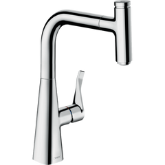 Змішувач для кухні Hansgrohe Metris Select 240 1jet з витяжним виливом 14857000