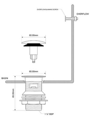 Донный клапан для умывальника McAlpine 5/4 сталь CW60-SN