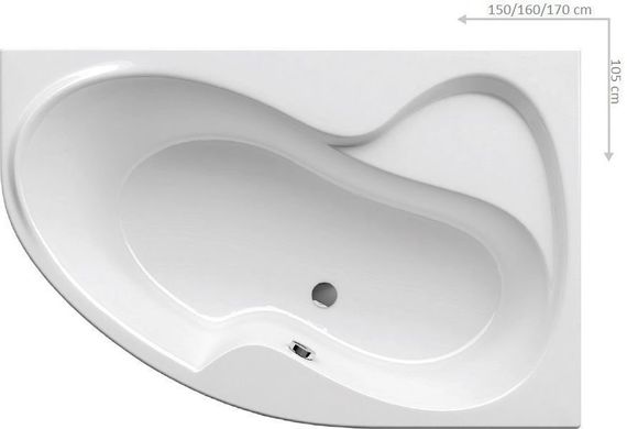 Ванна акрилова RAVAK ROSA II R асиметрична, права, 1600x1050 мм біла CL21000000